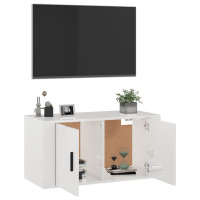 Produktbild för Väggmonterad tv-bänk vit högglans 80x34,5x40 cm