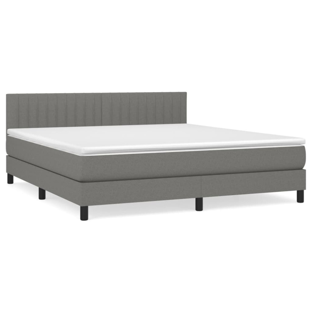 Produktbild för Ramsäng med madrass mörkgrå 180x200 cm tyg