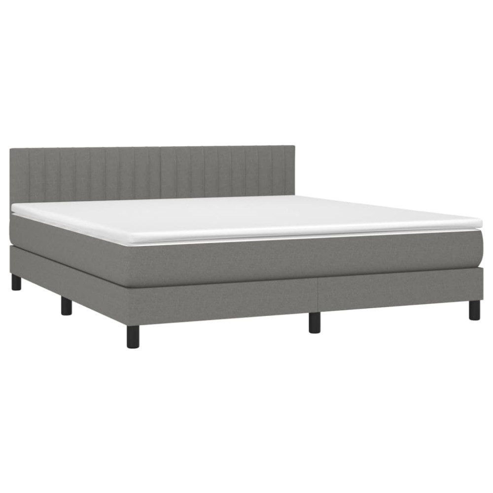 Produktbild för Ramsäng med madrass mörkgrå 180x200 cm tyg