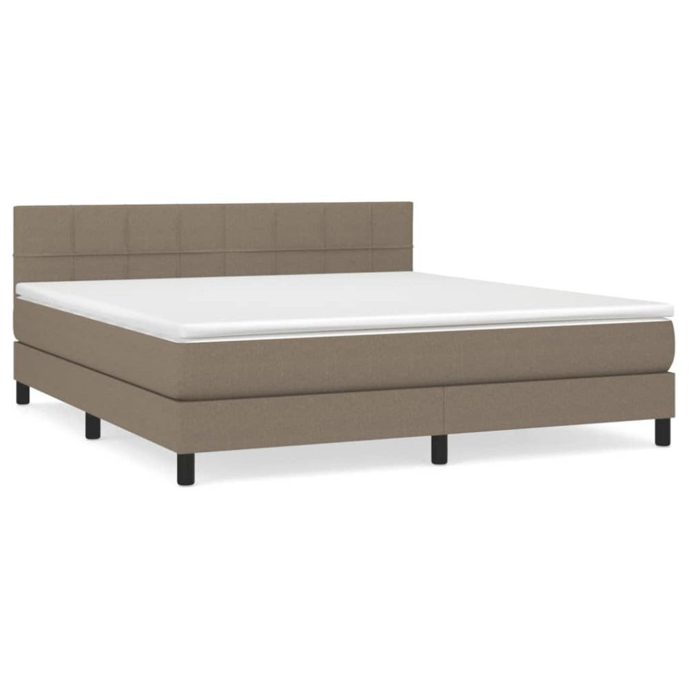 Produktbild för Ramsäng med madrass taupe 180x200 cm tyg