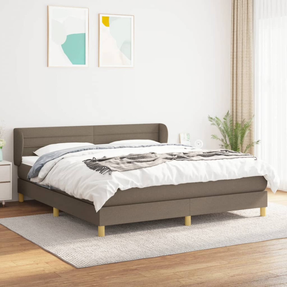 Produktbild för Ramsäng med madrass taupe 160x200 cm tyg