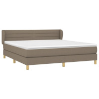 Produktbild för Ramsäng med madrass taupe 160x200 cm tyg