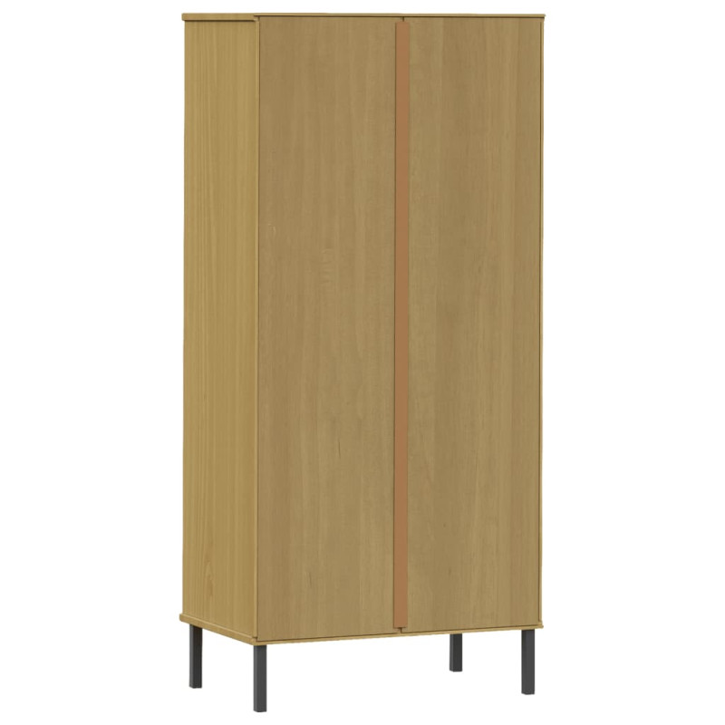 Produktbild för Bokhylla med 2 lådor OSLO brun 60x35x128,5 cm massivt trä