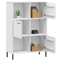 Produktbild för Bokhylla med metallben OSLO vit 90x35x128,5 cm massivt trä