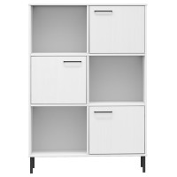 Produktbild för Bokhylla med metallben OSLO vit 90x35x128,5 cm massivt trä