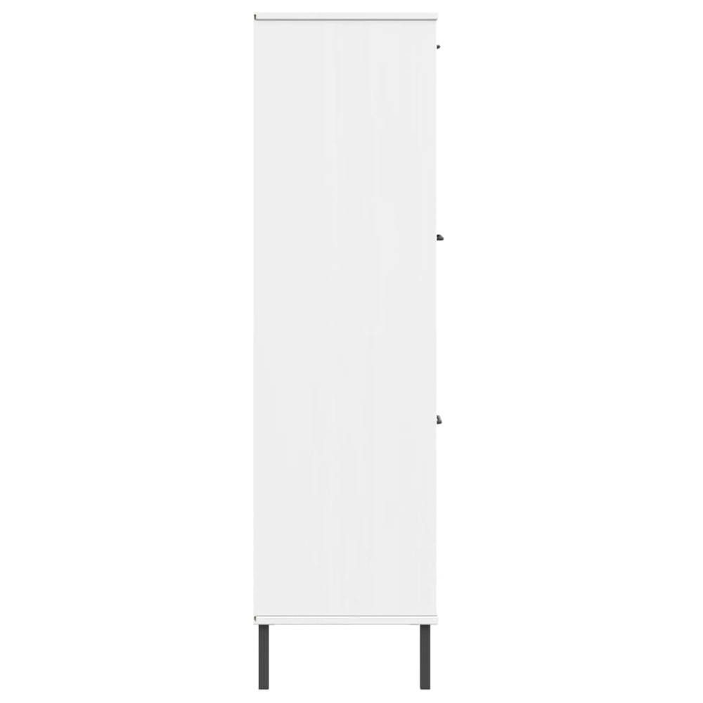 Produktbild för Bokhylla med metallben OSLO vit 90x35x128,5 cm massivt trä