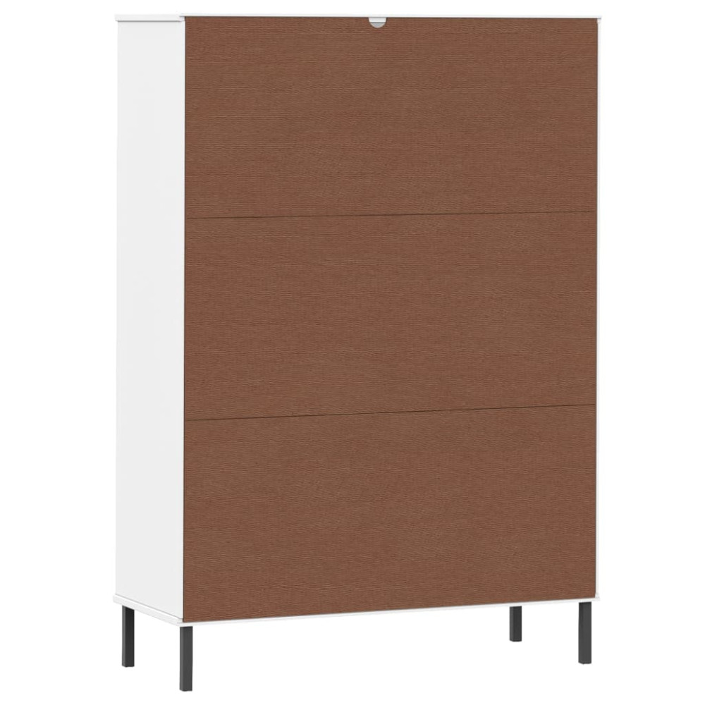 Produktbild för Bokhylla med metallben OSLO vit 90x35x128,5 cm massivt trä