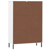 Produktbild för Bokhylla med metallben OSLO vit 90x35x128,5 cm massivt trä