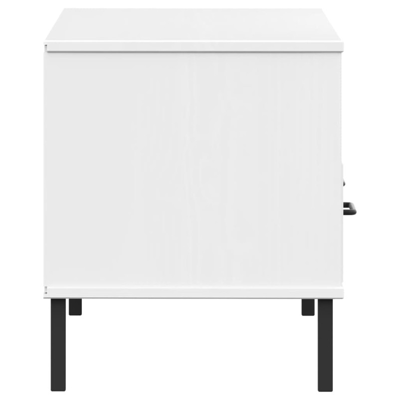 Produktbild för Tv-bänk med metallben OSLO vit massiv furu
