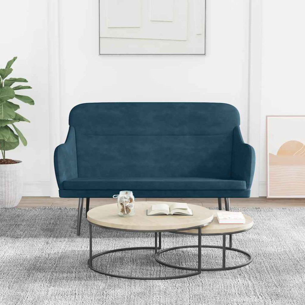Produktbild för Bänk blå 110x76x80 cm sammet
