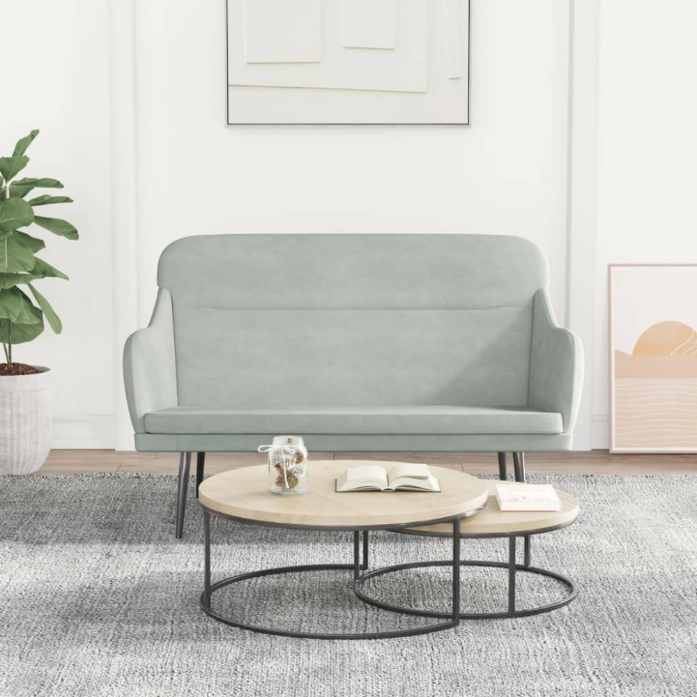 Produktbild för Bänk ljusgrå 110x76x80 cm sammet