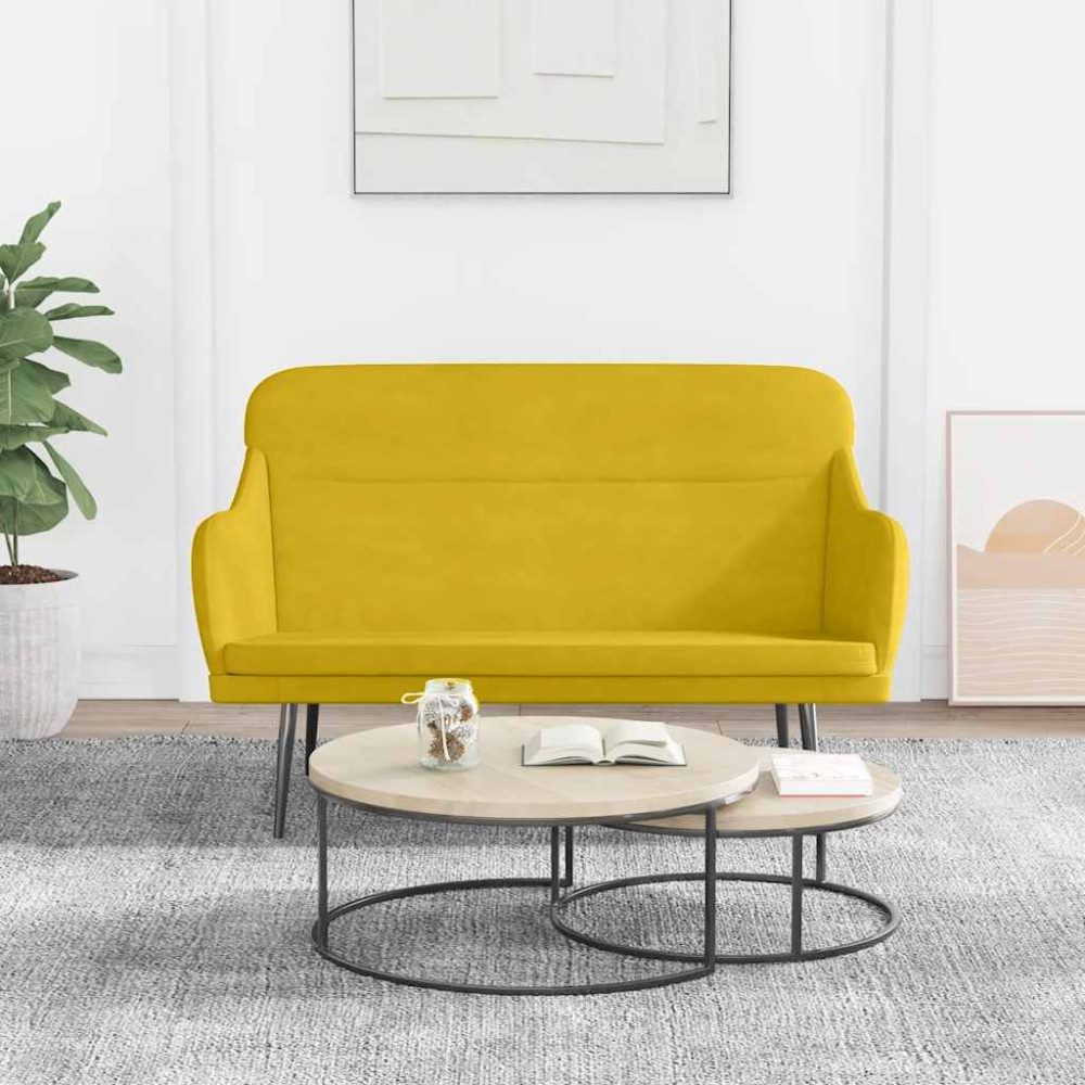 Produktbild för Bänk gul 110x76x80 cm sammet