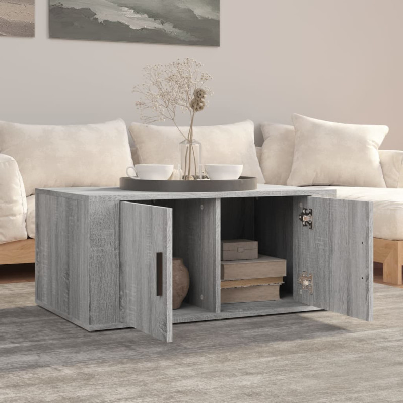 Produktbild för Soffbord grå sonoma 80x50x36 cm konstruerat trä