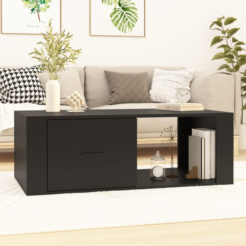 Produktbild för Soffbord svart 100x50,5x35 cm konstruerat trä