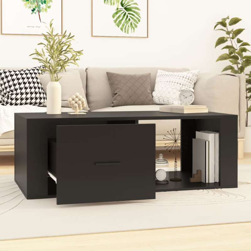 Produktbild för Soffbord svart 100x50,5x35 cm konstruerat trä