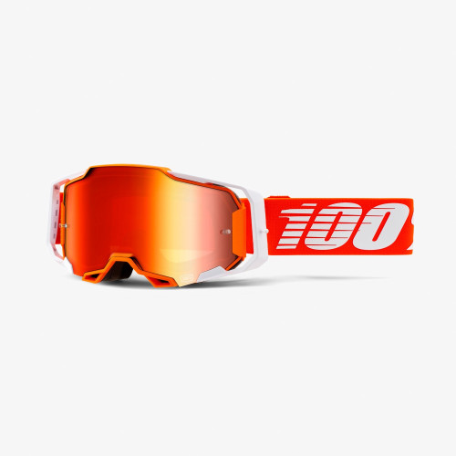 100% 100% Armega slalomglasögon Orange, Vit Unisex Spegel, Röd Cylindrisk (flat) glas