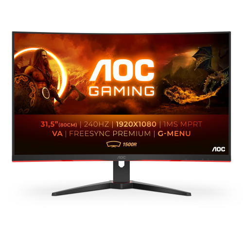 AOC AOC G2 C32G2ZE/BK platta pc-skärmar 80 cm (31.5") 1920 x 1080 pixlar Full HD LED Svart, Röd