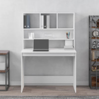Miniatyr av produktbild för Skrivbord med hyllor vit 102x45x148 cm konstruerat trä