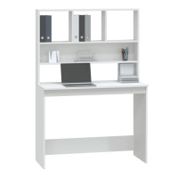 Miniatyr av produktbild för Skrivbord med hyllor vit 102x45x148 cm konstruerat trä
