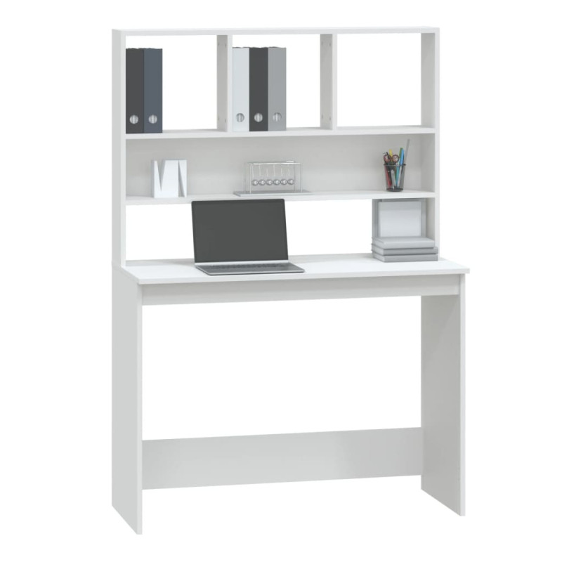 Produktbild för Skrivbord med hyllor vit 102x45x148 cm konstruerat trä
