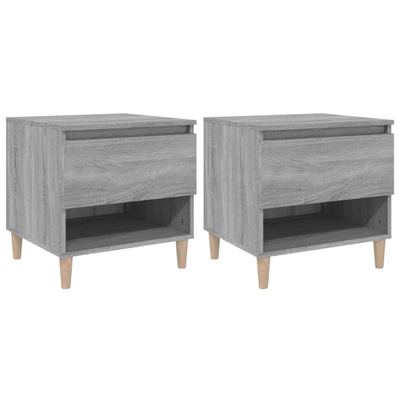 Produktbild för Sängbord 2 st grå sonoma 50x46x50 cm konstruerat trä