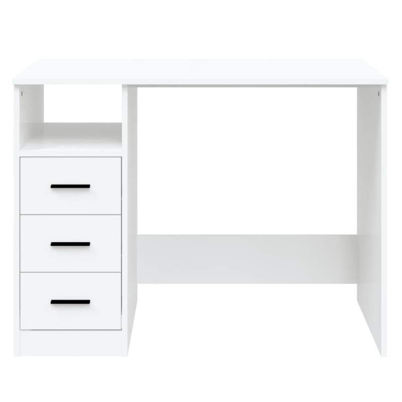 Produktbild för Skrivbord med lådor vit 102x50x76 cm konstruerat trä