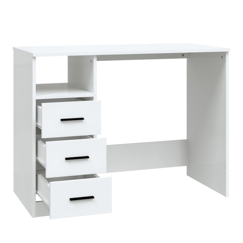 Produktbild för Skrivbord med lådor vit 102x50x76 cm konstruerat trä