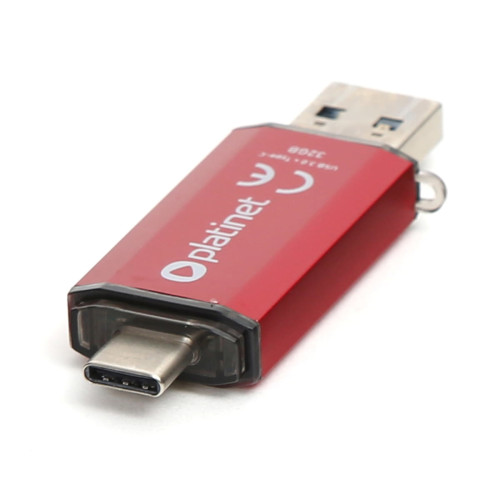 Platinet Platinet PMFC32R USB-sticka 32 GB USB Type-A / USB Type-C 3.0 Svart, Röd
