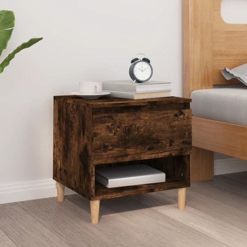 vidaXL Sängbord rökfärgad ek 50x46x50 cm konstruerat trä