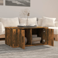 Produktbild för Soffbord rökfärgad ek 80x50x36 cm konstruerat trä