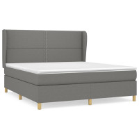 Produktbild för Ramsäng med madrass mörkgrå 180x200 cm tyg
