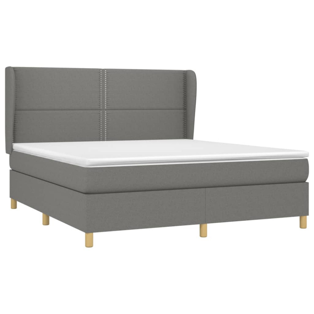 Produktbild för Ramsäng med madrass mörkgrå 180x200 cm tyg