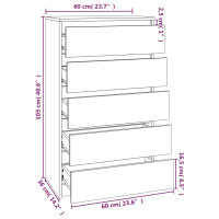 Produktbild för Byrå sonoma-ek 60x36x103 cm konstruerat trä