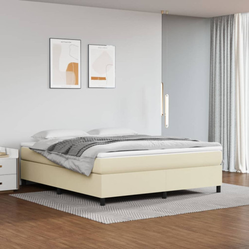 vidaXL Boxspring-sängram gräddvit 180x200 cm konstläder - Sängar & Sängramar