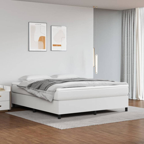 vidaXL Boxspring-sängram vit 160x200 cm konstläder - Sängar & Sängramar