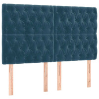 Produktbild för Sänggavel mörkblå 144x7x118/128 cm sammet