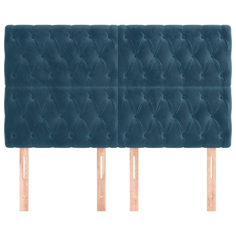 Produktbild för Sänggavel mörkblå 144x7x118/128 cm sammet