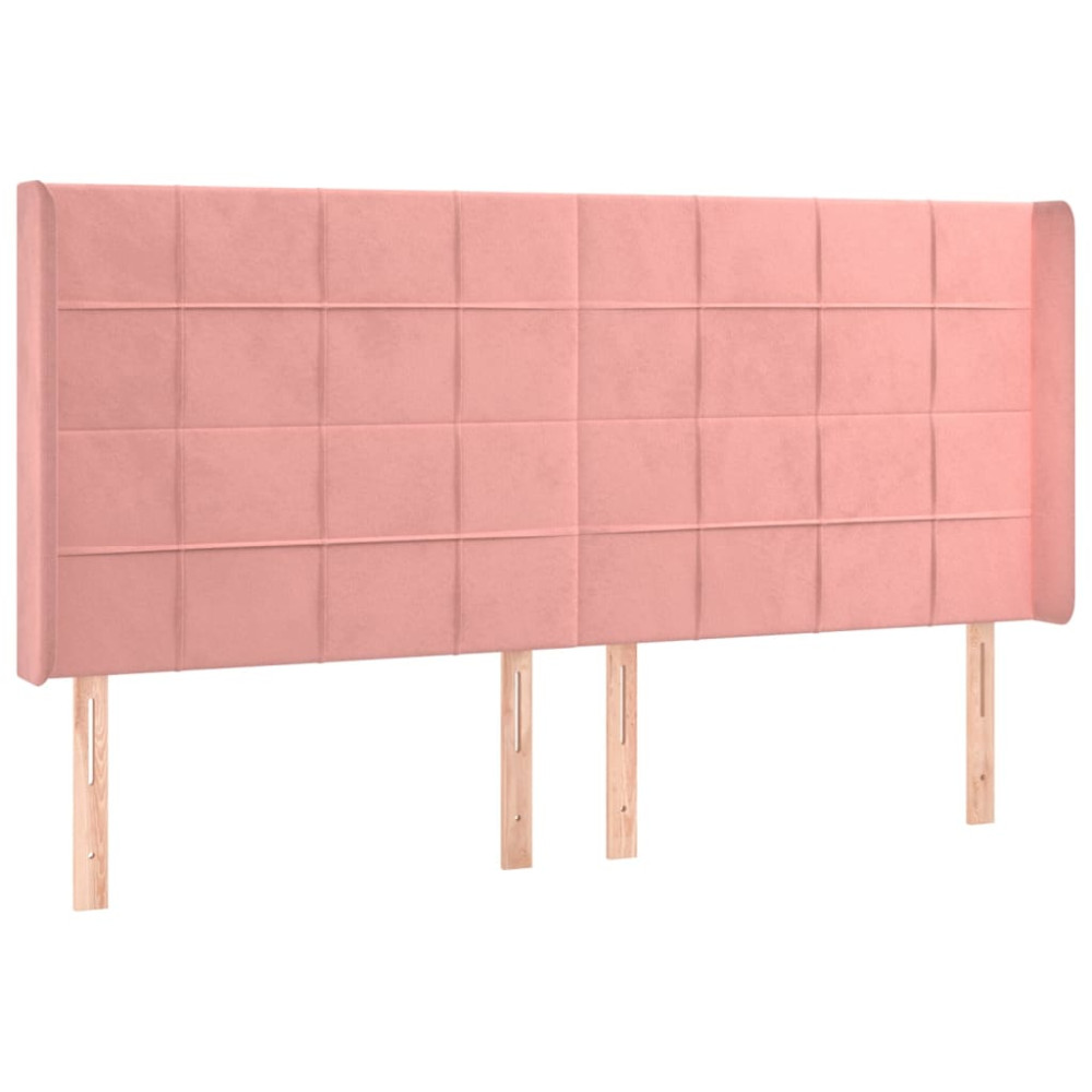 Produktbild för Sänggavel med kanter rosa 203x16x118/128 cm sammet