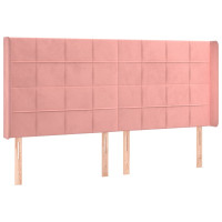 Produktbild för Sänggavel med kanter rosa 203x16x118/128 cm sammet
