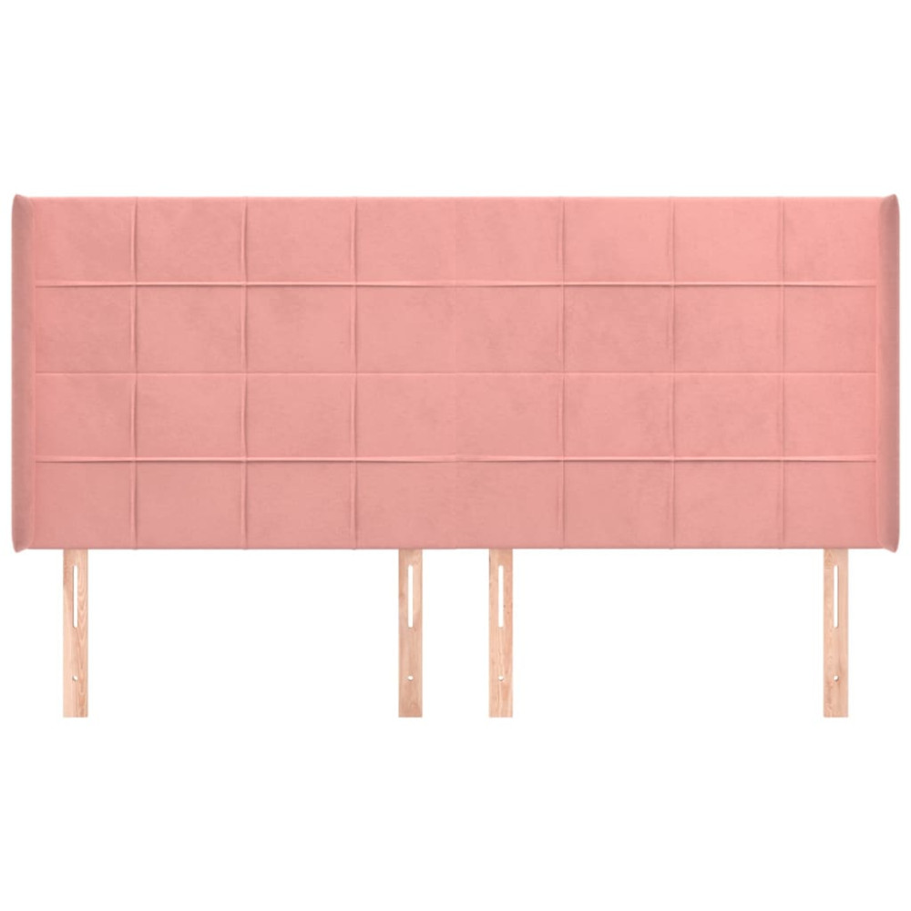 Produktbild för Sänggavel med kanter rosa 203x16x118/128 cm sammet