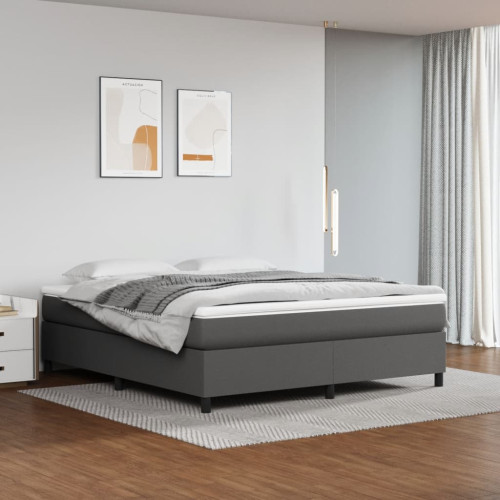 vidaXL Boxspring-sängram grå 160x200 cm konstläder - Sängar & Sängramar