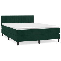 Produktbild för Ramsäng med madrass mörkgrön 140x200 cm sammet