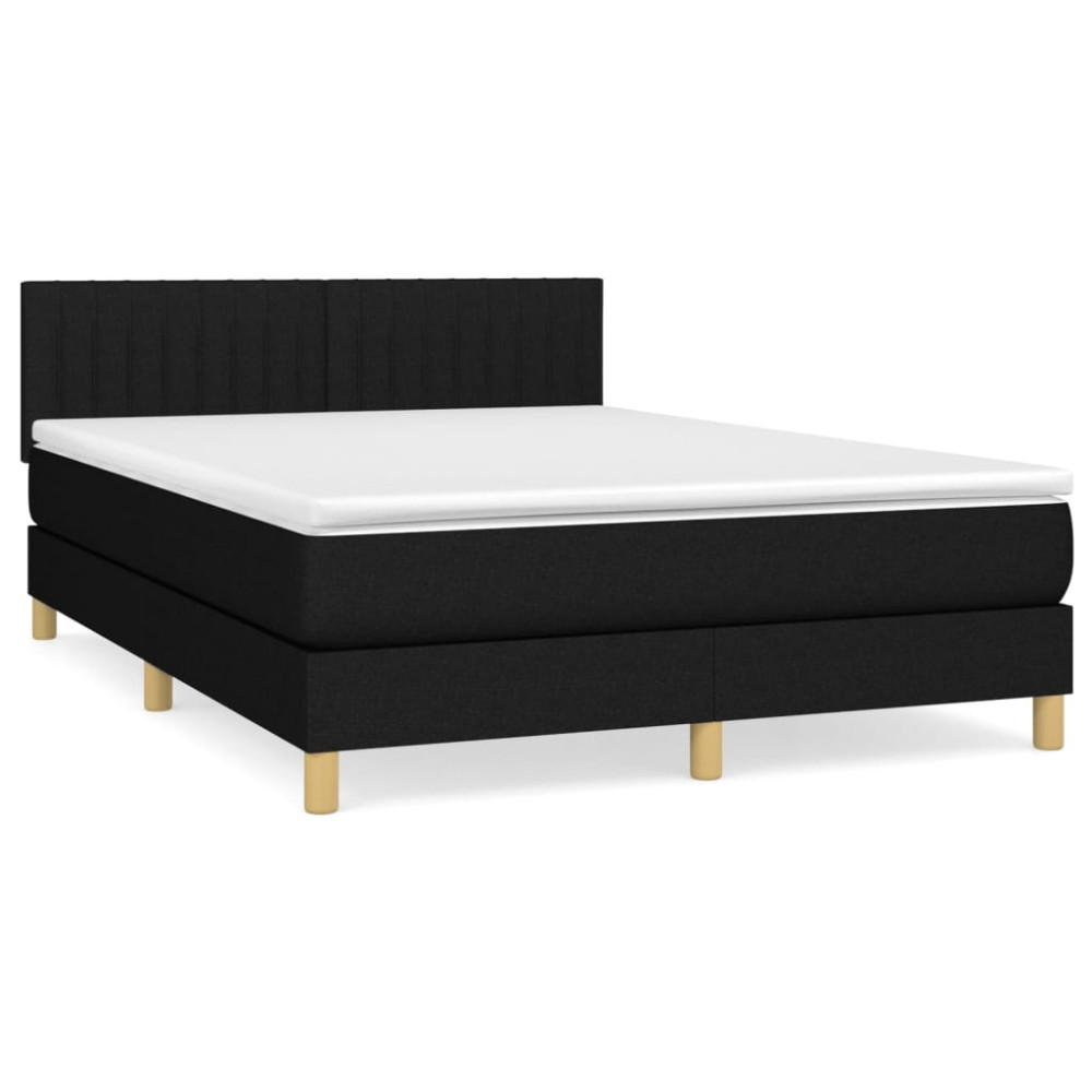 Produktbild för Ramsäng med madrass svart 140x190 cm tyg