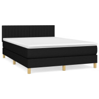 Produktbild för Ramsäng med madrass svart 140x190 cm tyg