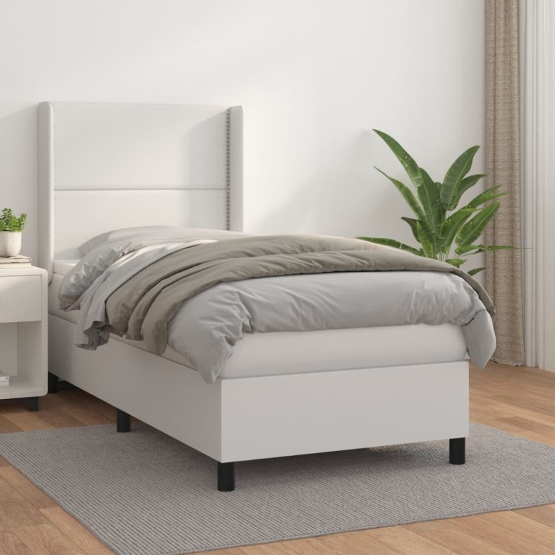 Produktbild för Ramsäng med madrass vit 80x200 cm konstläder