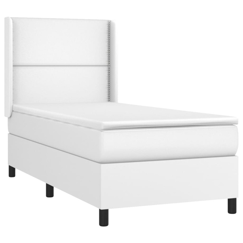 Produktbild för Ramsäng med madrass vit 80x200 cm konstläder