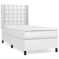 Produktbild för Ramsäng med madrass vit 90x190 cm konstläder