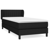 Produktbild för Ramsäng med madrass svart 90x200 cm tyg