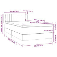 Produktbild för Ramsäng med madrass svart 90x200 cm tyg