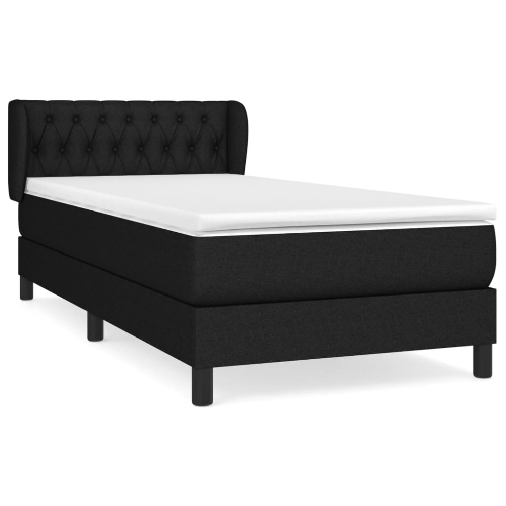 Produktbild för Ramsäng med madrass svart 90x200 cm tyg